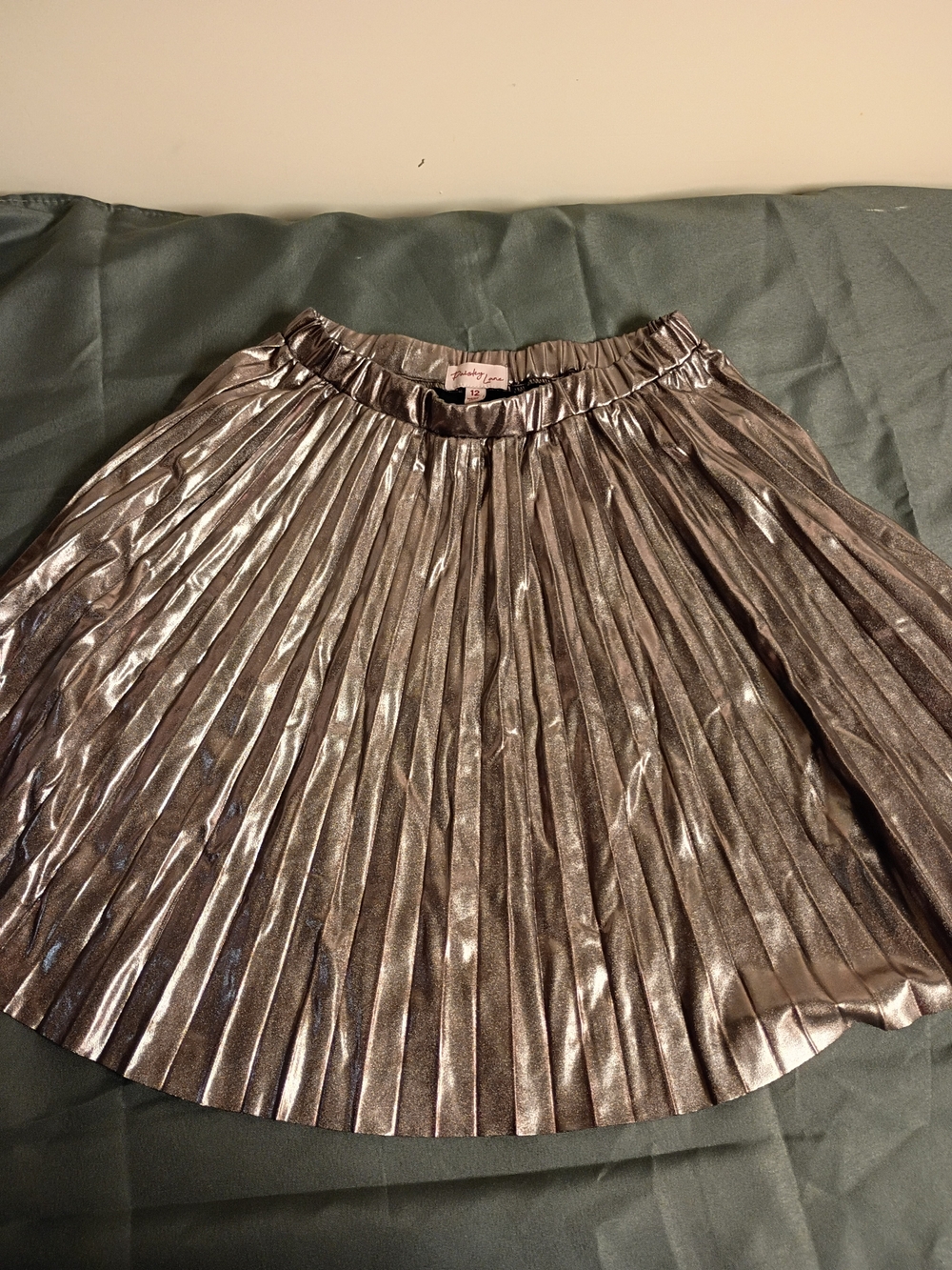 Metallic Pleated Gold Skirt - Women's
